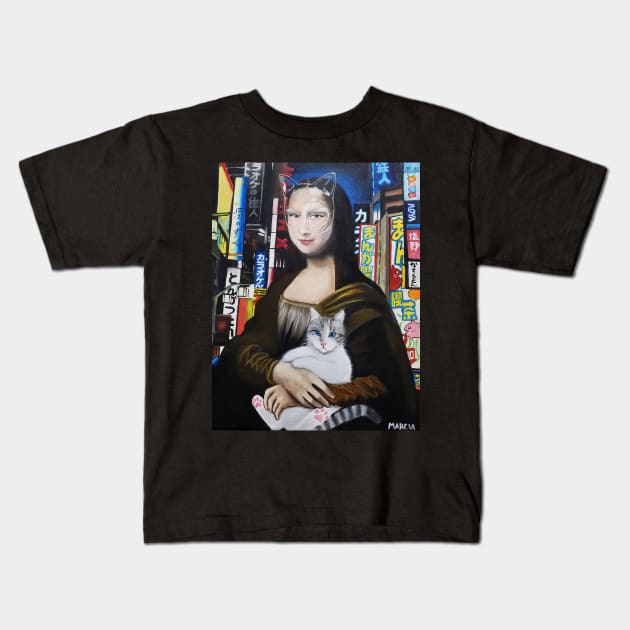 Monalisa cyberpunk in Tokyo Kids T-Shirt by Marcia Shiono 